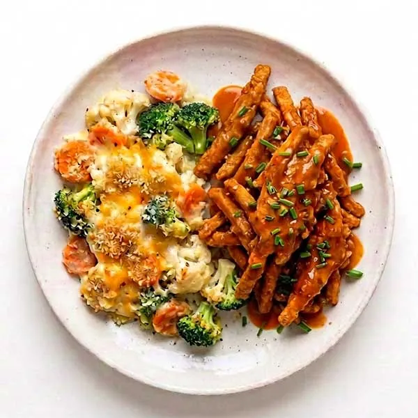 American buffalo chicken with au gratin vegetable